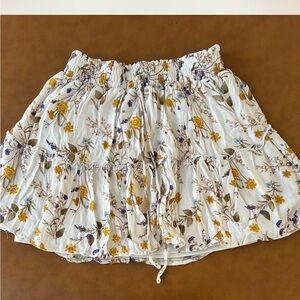 Floral Mini Skirt with Yellow and Purple Accents